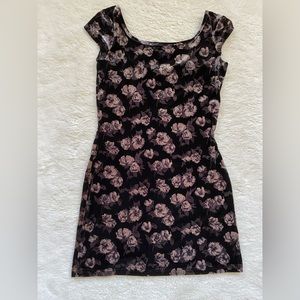 JonathanMartin Black and Golden Velvet Floral Mini Dress